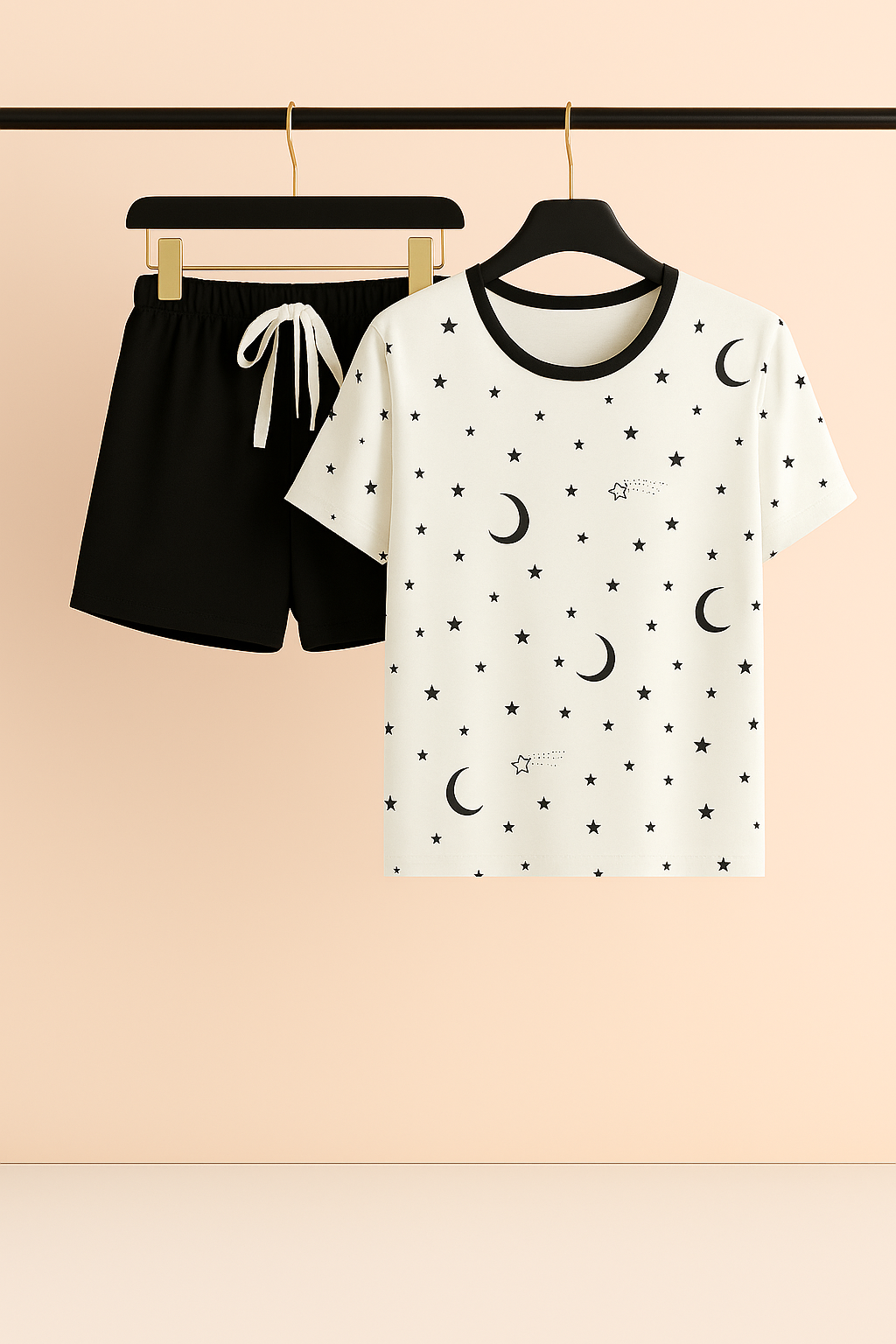 ست تیشرت و شورتک راحتی زنانه Black & White کد ۳۰۶